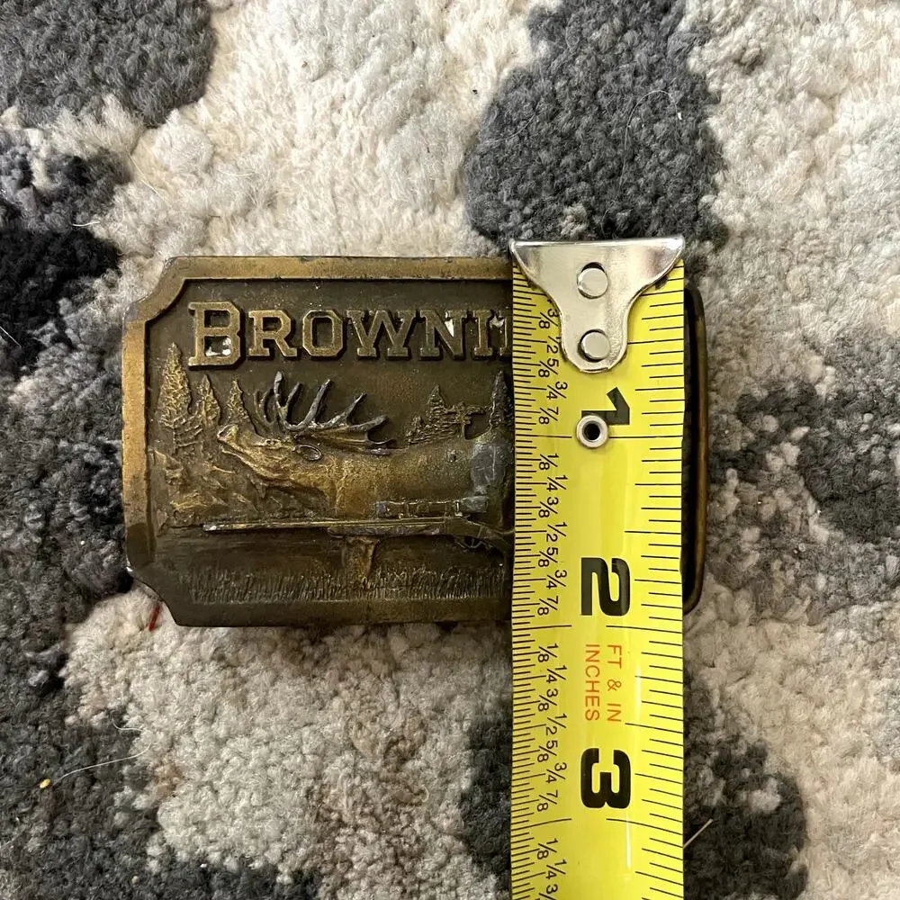 Vintage 1977 Indiana Metal Craft Browning Deer Elk Buck Hunting Belt‎ Buckle